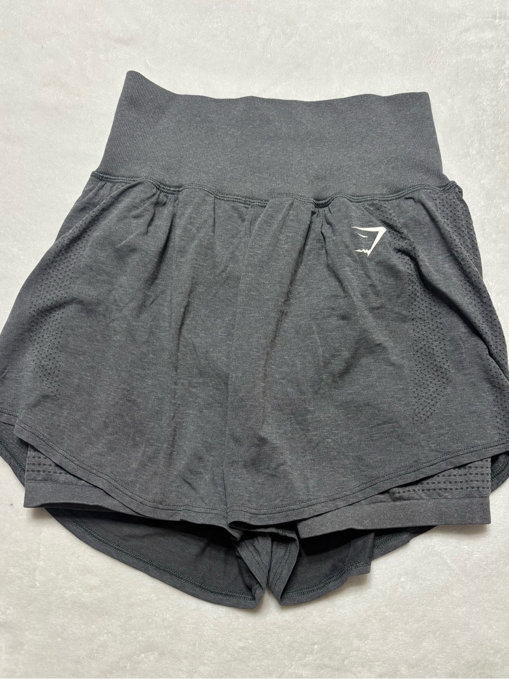 Gymshark grey High-Waist Two-Layer Athletic Shorts